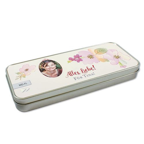 Sublistar® Rechteckige Geschenkdose flach, Farbe silber